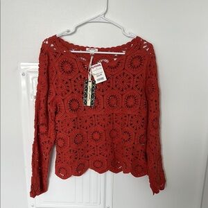 NWT: Orange Crochet Women Top